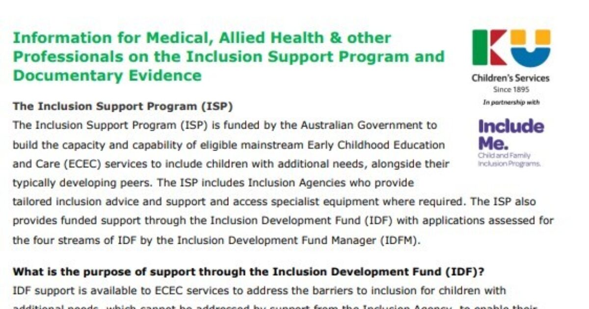 Inclusion Support QLD | Information for Medical, Allied Health and…
