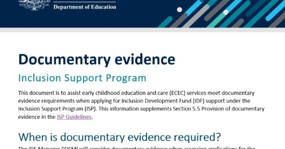 Inclusion Support QLD | Inclusion Support Program documentary evidence